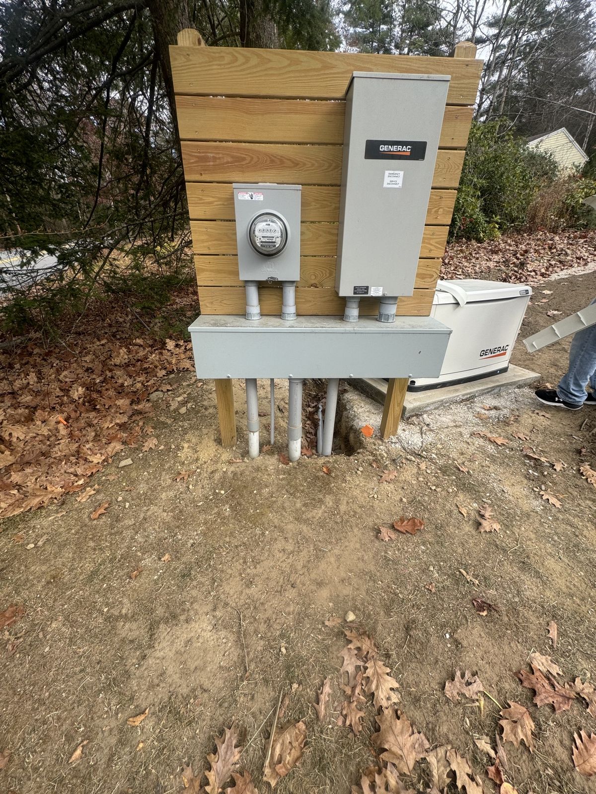 Standby generator, meter, and transfer equipment
